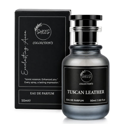 Tuscan Leather Eau De Parfum by Shees Collection – Premium Smoky Leather Scent (50ml)